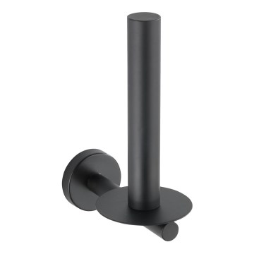 WENKO 24262100-Portarotolo per carta igienica BOSIO BLACK 8x18 cm acciaio inossidabile/argento