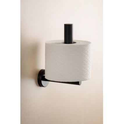 WENKO 24262100-Portarotolo per carta igienica BOSIO BLACK 8x18 cm acciaio inossidabile/argento
