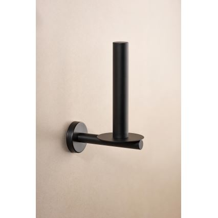 WENKO 24262100-Portarotolo per carta igienica BOSIO BLACK 8x18 cm acciaio inossidabile/argento
