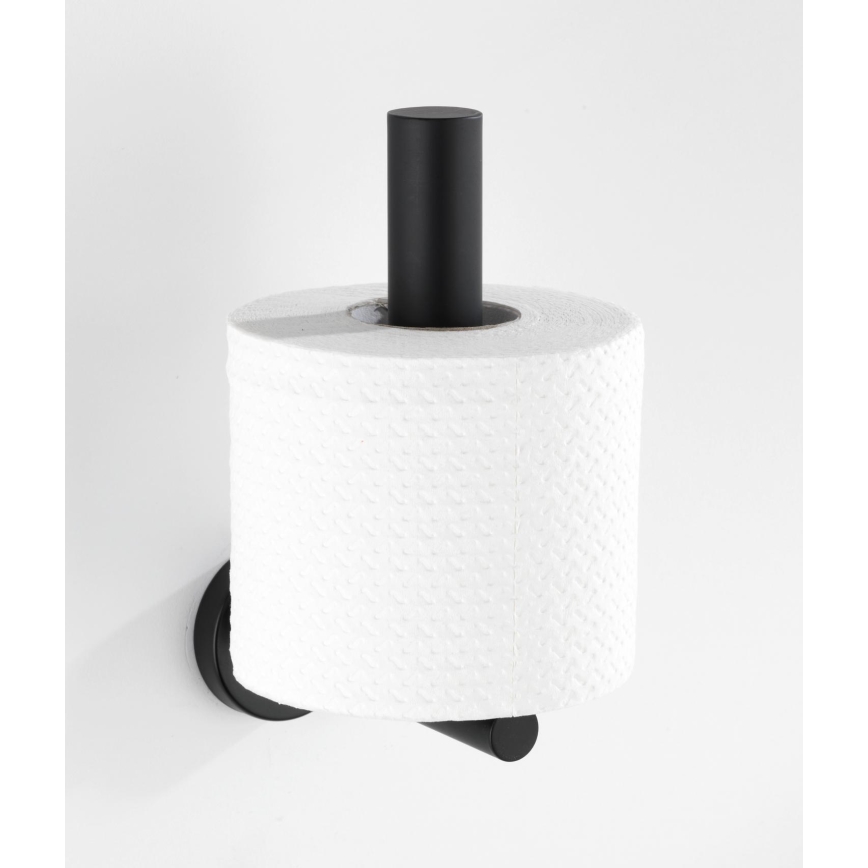WENKO 24262100-Portarotolo per carta igienica BOSIO BLACK 8x18 cm acciaio inossidabile/argento