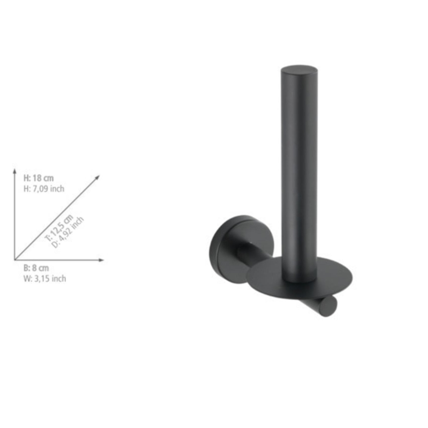WENKO 24262100-Portarotolo per carta igienica BOSIO BLACK 8x18 cm acciaio inossidabile/argento