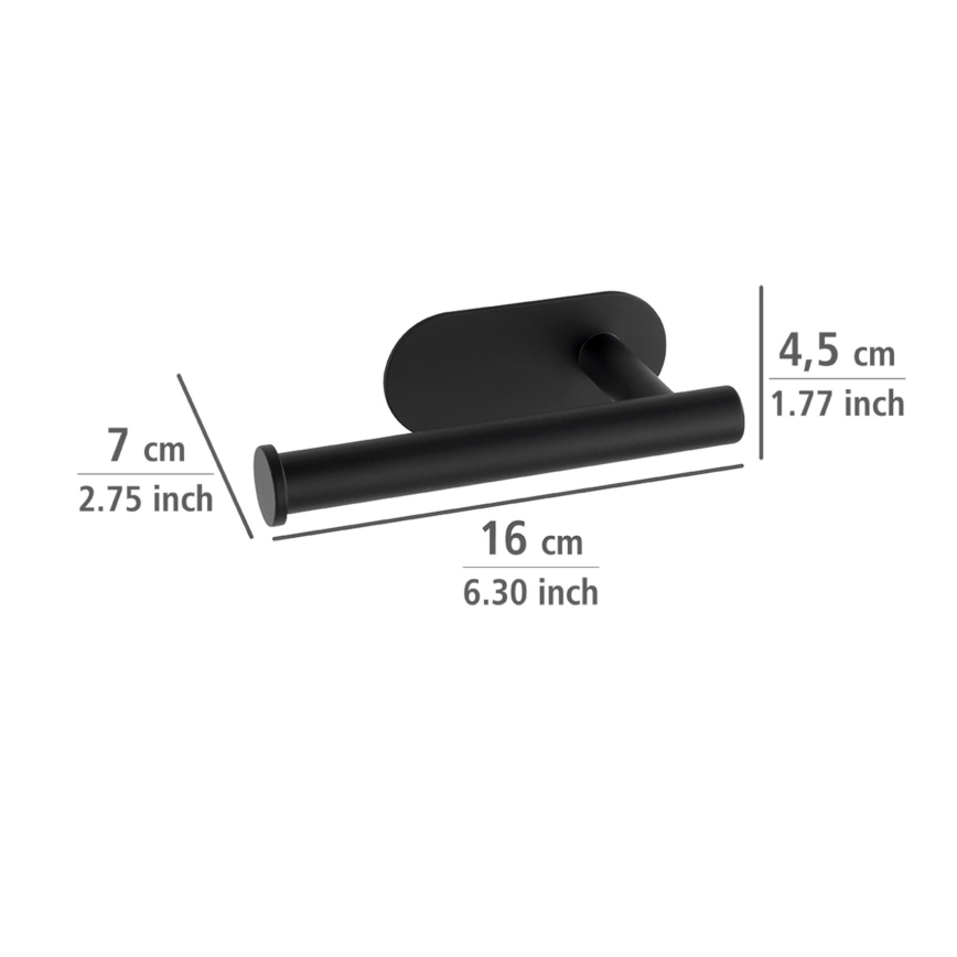 WENKO 24287100-Porta rotolo per carta igienica TURBO-LOC OREA BLACK 16x7 cm acciaio inox/nero