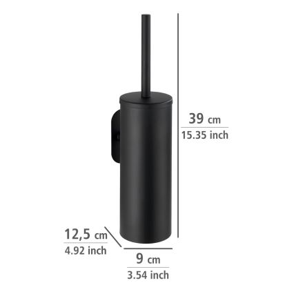 WENKO 24289100-WC spazzola per WC TURBO-LOC OREA NERO 9x39,5 cm acciaio inox/nero