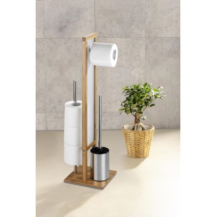 WENKO 24391100 - Scopino WC RIVALTA 18x70 cm marrone/bianco/nero