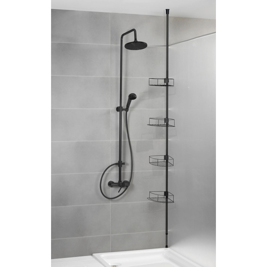 WENKO 24568100-Mensola angolare DOLCEDO 31x230 cm acciaio inossidabile/nero