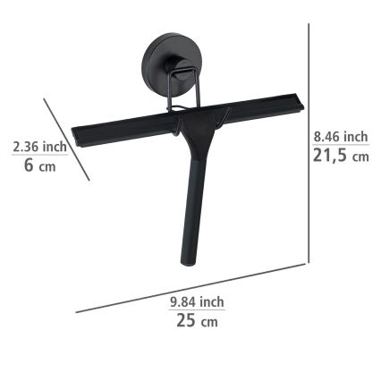 WENKO 24731100-Raschietto per doccia VACUUM-LOC rotondo nero 24,5x25 cm