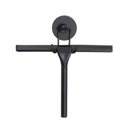 WENKO 24731100-Raschietto per doccia VACUUM-LOC rotondo nero 24,5x25 cm