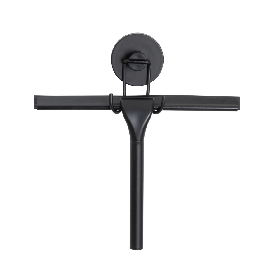 WENKO 24731100-Raschietto per doccia VACUUM-LOC rotondo nero 24,5x25 cm