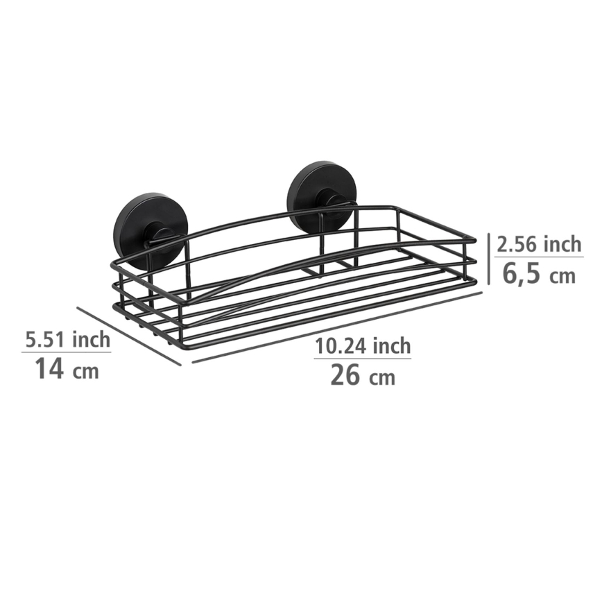 WENKO 24732100 - Mensola VACUUM-LOC rotonda nera 26 x 14 cm