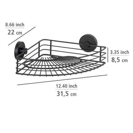 WENKO 24735100-Mensola VACUUM-LOC RUND SCHW 35x22,5 cm nera