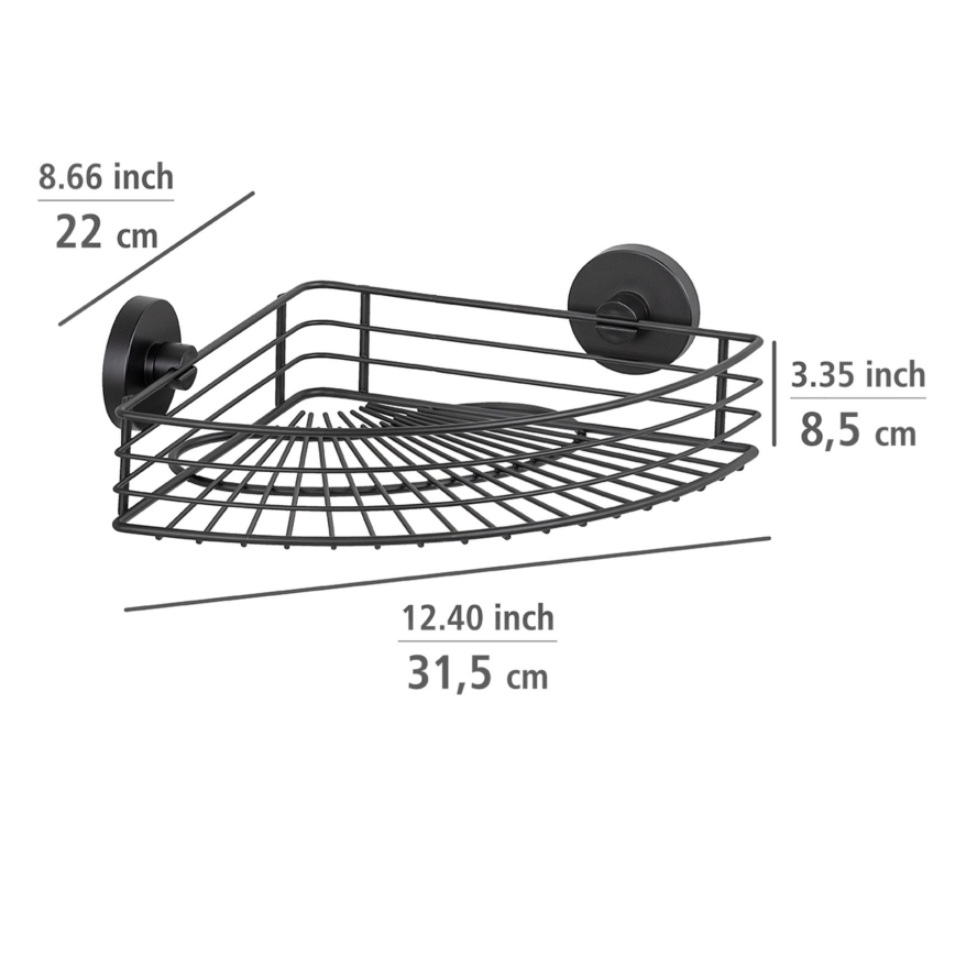 WENKO 24735100-Mensola VACUUM-LOC RUND SCHW 35x22,5 cm nera