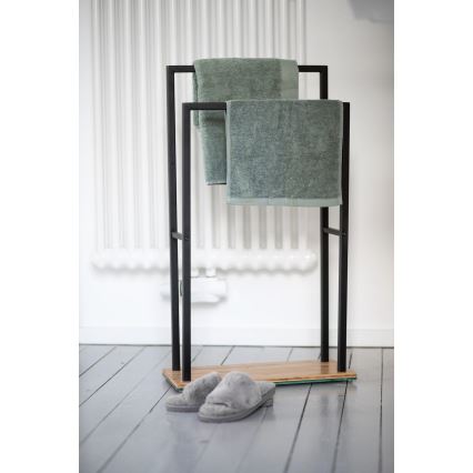WENKO 24752100 - Porta asciugamani BAMBUSA 46x80 cm nero/marrone