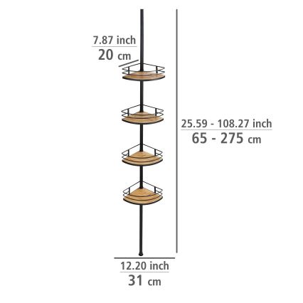 WENKO 24756100-Mensola angolare DOLCEDO 31x20 cm acciaio inox/nero/marrone
