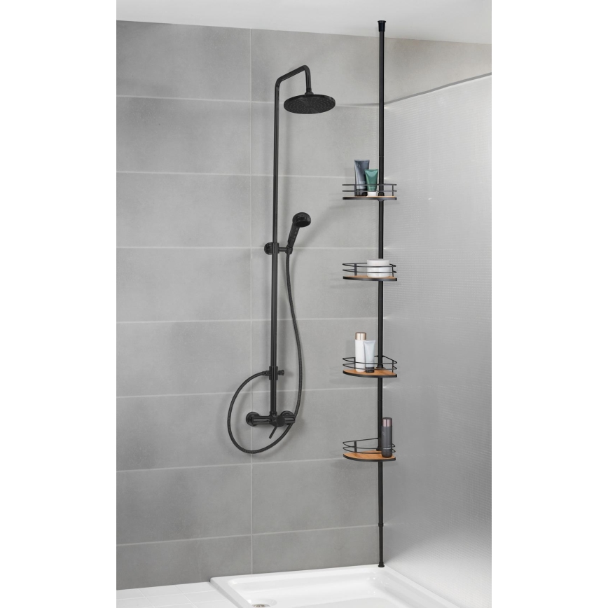 WENKO 24756100-Mensola angolare DOLCEDO 31x20 cm acciaio inox/nero/marrone