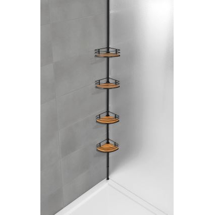 WENKO 24756100-Mensola angolare DOLCEDO 31x20 cm acciaio inox/nero/marrone