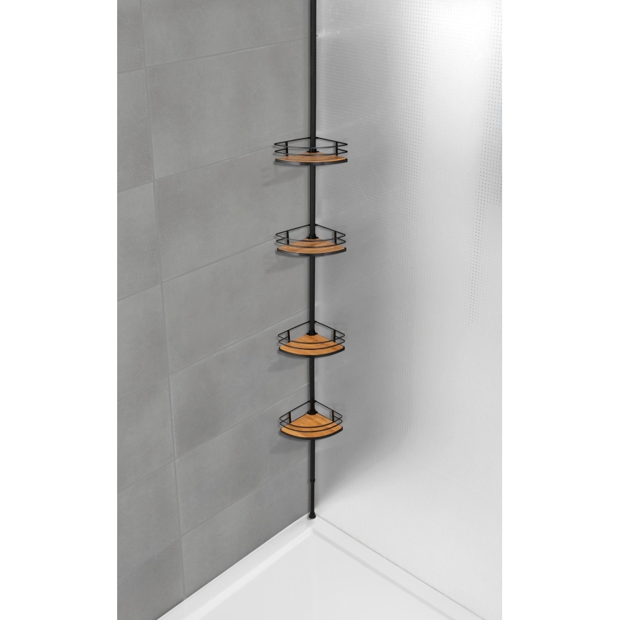 WENKO 24756100-Mensola angolare DOLCEDO 31x20 cm acciaio inox/nero/marrone