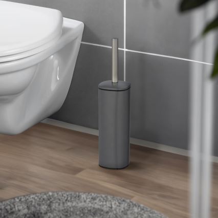 WENKO 24777100 - set per WC ALASSIO 9,3x39,2 cm acciaio inossidabile/grigio