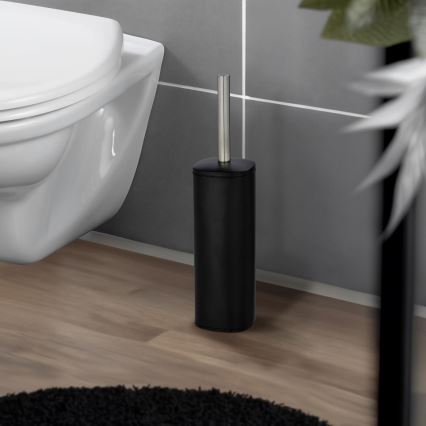WENKO 24778100 - Scopino per WC ALASSIO 9,3x39,2 cm acciaio inossidabile/nero