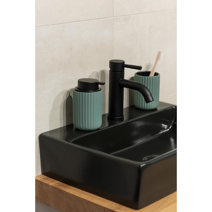 WENKO 24807100 - Dispenser di sapone BELLUNO 8x13,5 cm verde/nero