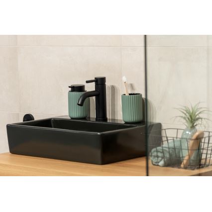 WENKO 24807100 - Dispenser di sapone BELLUNO 8x13,5 cm verde/nero