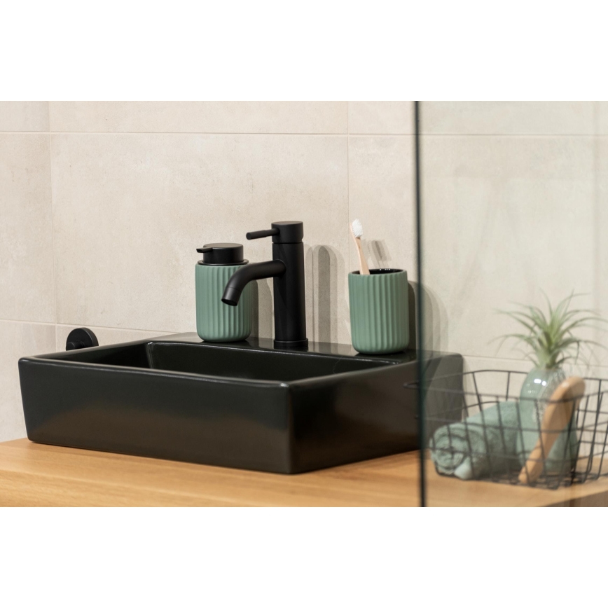 WENKO 24807100 - Dispenser di sapone BELLUNO 8x13,5 cm verde/nero