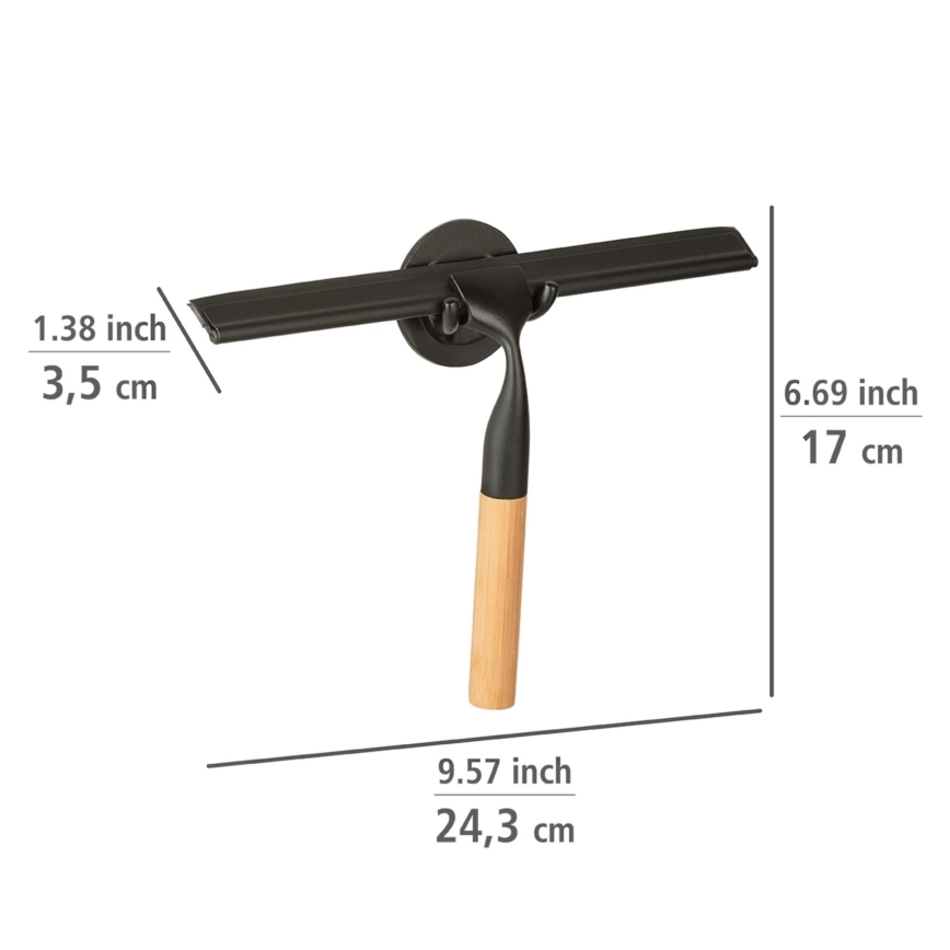 WENKO 24834100 - Raschietto in bambù 24,5x17 cm acciaio inox/nero/marrone