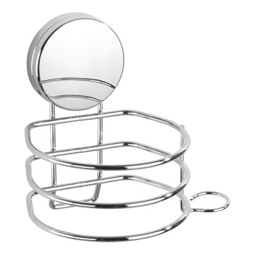 WENKO 24857100-Supporto per asciugacapelli STATIC-LOC + OSIMO 14x13 cm cromo lucido