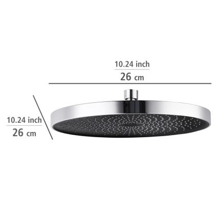 WENKO 24910100 - Soffione doccia SOFTWATER 26x26 cm cromo lucido/nero