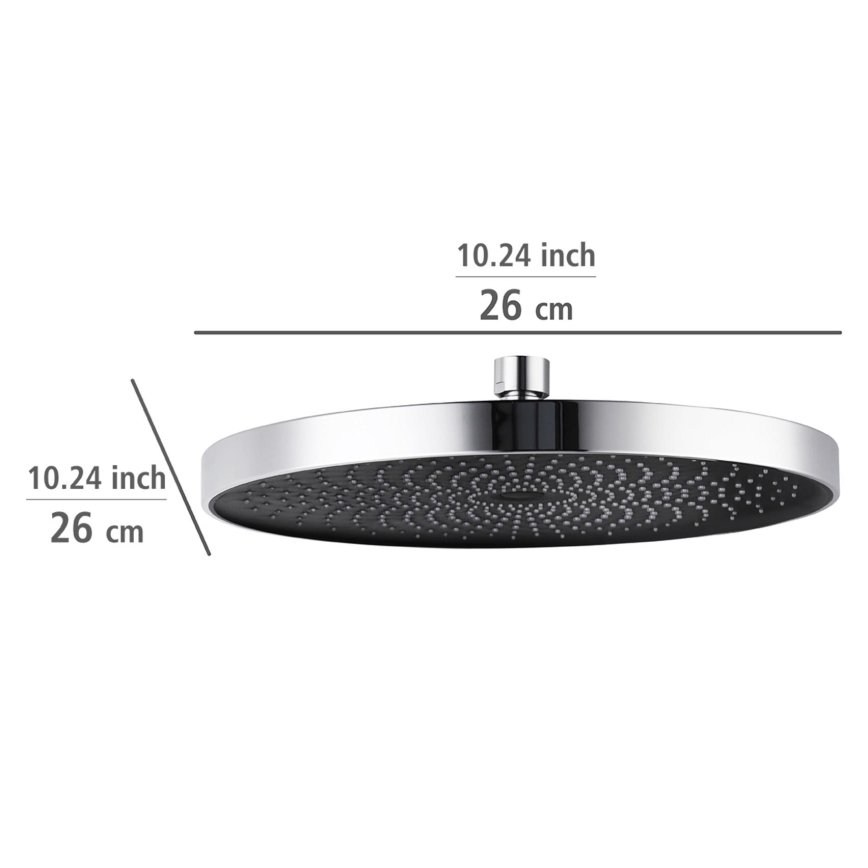 WENKO 24910100 - Soffione doccia SOFTWATER 26x26 cm cromo lucido/nero