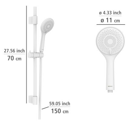 WENKO 24916100 - Set doccia WATERSAVING SYSTEM 70 cm bianco