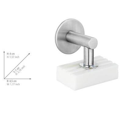 WENKO 24971100 - Portasapone TURBO-LOC 4,5 x 7 cm, argento