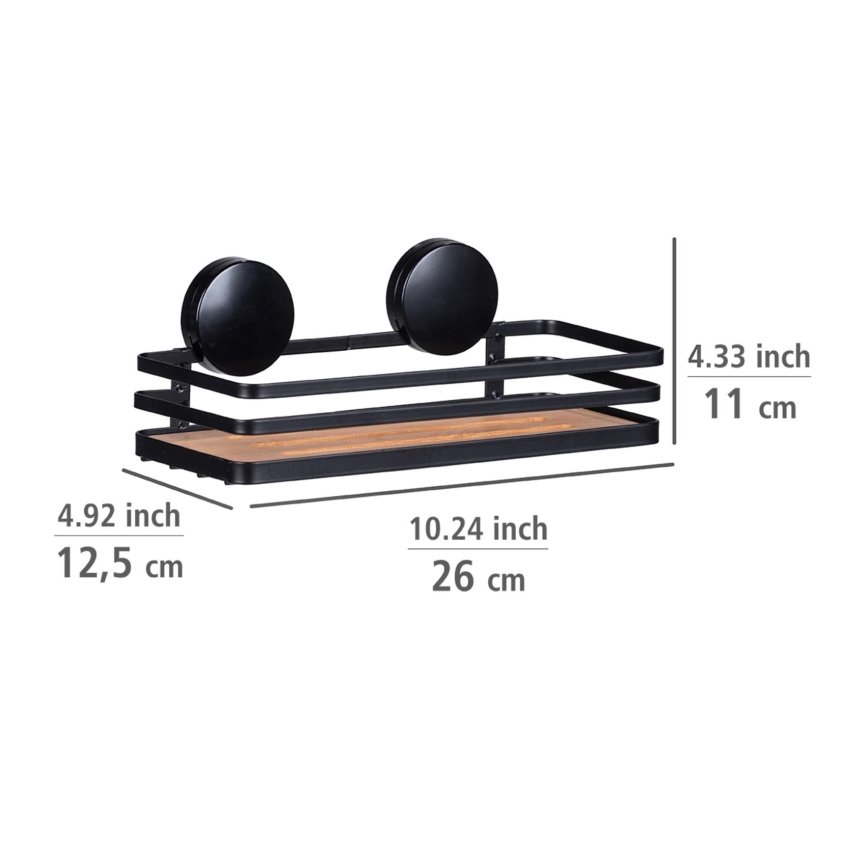 WENKO 24979800-Mensola ALBA 26,5x12,5 cm nero/marrone