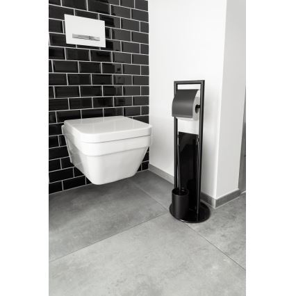WENKO 24982800 - Set WC RAVINA 20x70 cm acciaio inox/nero