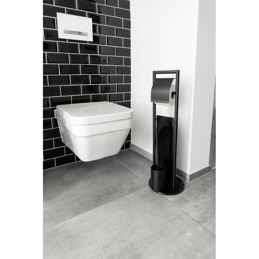 WENKO 24982800 - Set WC RAVINA 20x70 cm acciaio inox/nero