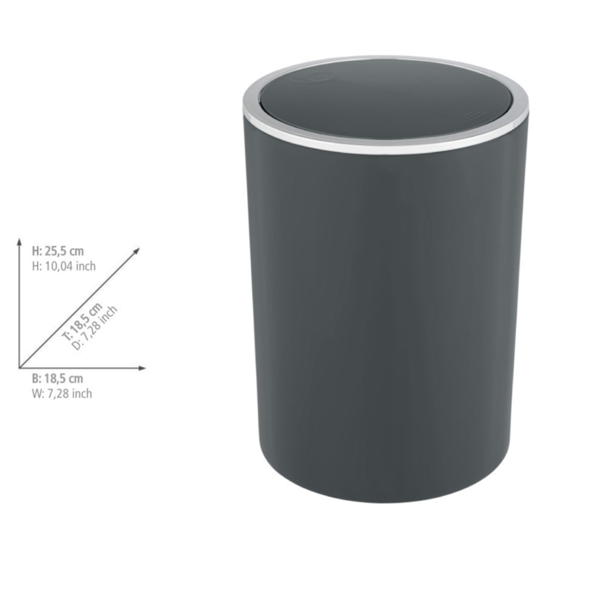 WENKO 25146100 - Cestino INCA 18,5x25,5 cm antracite/cromo lucido
