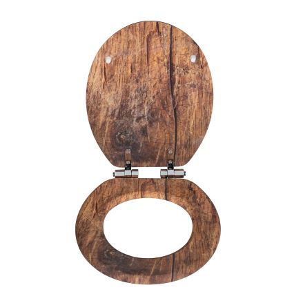 WENKO 25226100-WC sedile per WC RUSTIC 35,5x42,5 cm marrone/argento