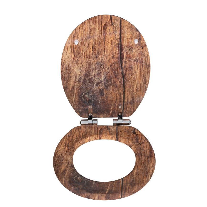 WENKO 25226100-WC sedile per WC RUSTIC 35,5x42,5 cm marrone/argento