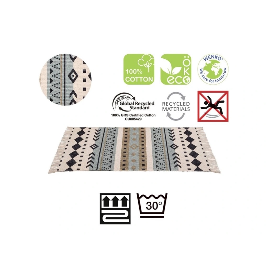 WENKO 25277100-Tappetino in cotone riciclato 80x50 cm multicolore