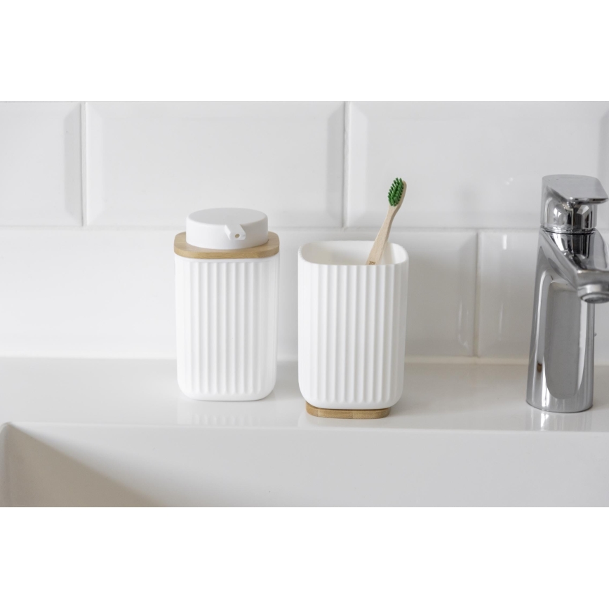 WENKO 25294100 - Dispenser di sapone ROTELLO 8,9x12,7 cm bianco/marrone