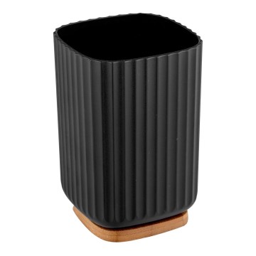 WENKO 25297100 - Portaspazzolino ROTELLO 8,5x11 cm nero/marrone