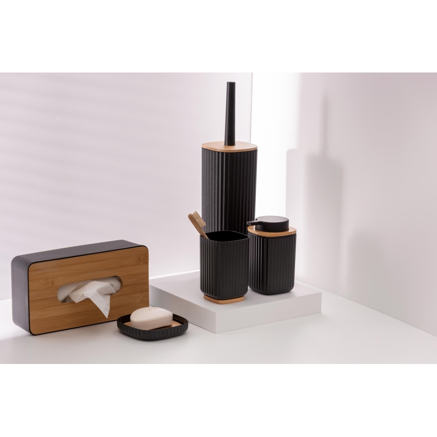 WENKO 25297100 - Portaspazzolino ROTELLO 8,5x11 cm nero/marrone