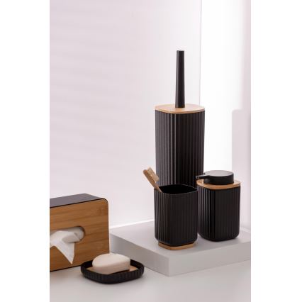 WENKO 25297100 - Portaspazzolino ROTELLO 8,5x11 cm nero/marrone