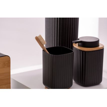 WENKO 25297100 - Portaspazzolino ROTELLO 8,5x11 cm nero/marrone