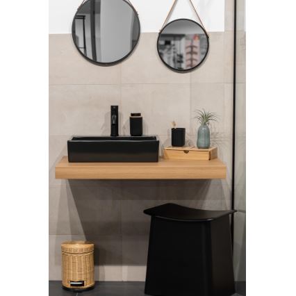 WENKO 25297100 - Portaspazzolino ROTELLO 8,5x11 cm nero/marrone