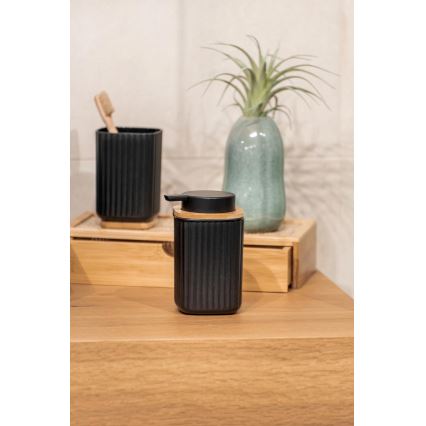 WENKO 25297100 - Portaspazzolino ROTELLO 8,5x11 cm nero/marrone