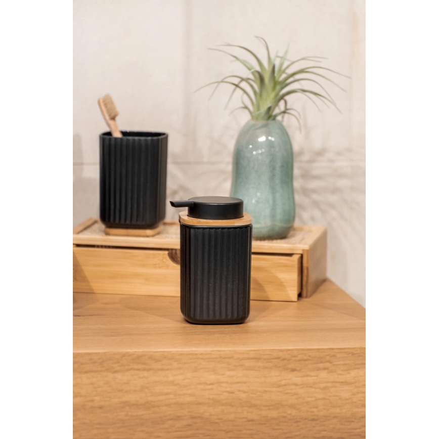 WENKO 25297100 - Portaspazzolino ROTELLO 8,5x11 cm nero/marrone