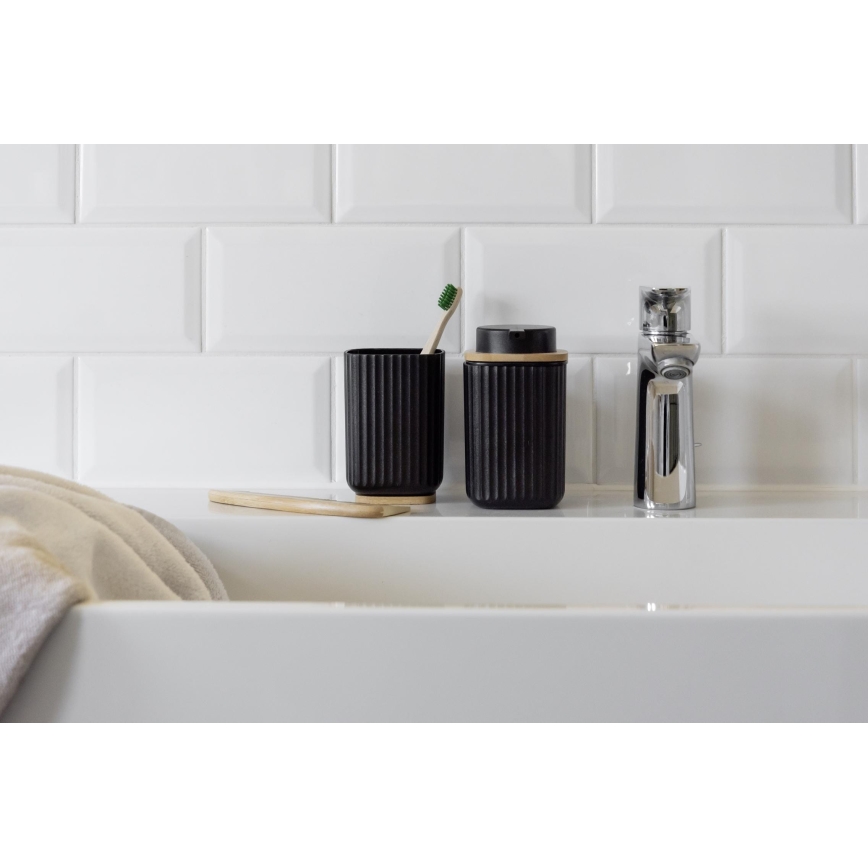 WENKO 25297100 - Portaspazzolino ROTELLO 8,5x11 cm nero/marrone