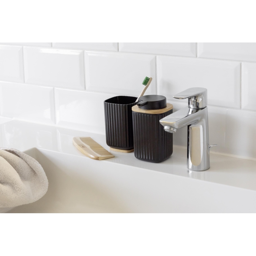 WENKO 25297100 - Portaspazzolino ROTELLO 8,5x11 cm nero/marrone