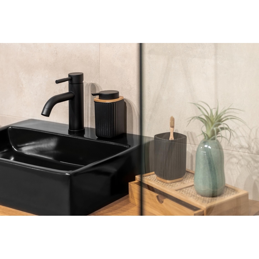 WENKO 25297100 - Portaspazzolino ROTELLO 8,5x11 cm nero/marrone