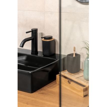 WENKO 25297100 - Portaspazzolino ROTELLO 8,5x11 cm nero/marrone
